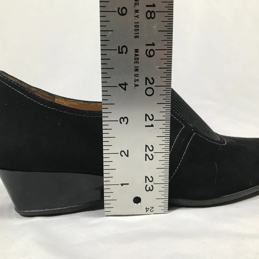 Soft Spots Black Cushion Slip On Wedge Heel Shoes Womens US 11W EU 42 UK 9‎ NWOT